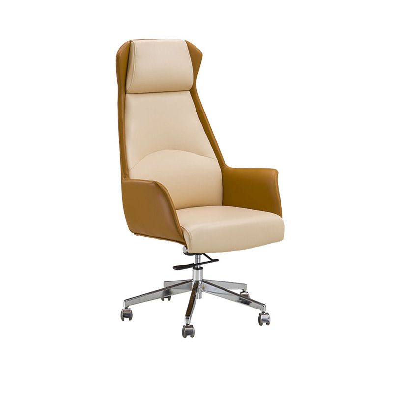 Armless Faux Leather Office Chair Modern Height-adjustable Executive Chair