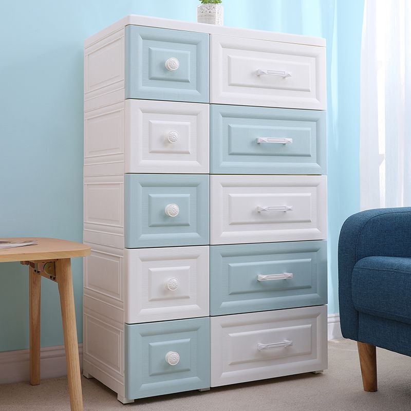 Scandinavian Kids Nightstand Plastic Nursery Dresser with 10 Drawers