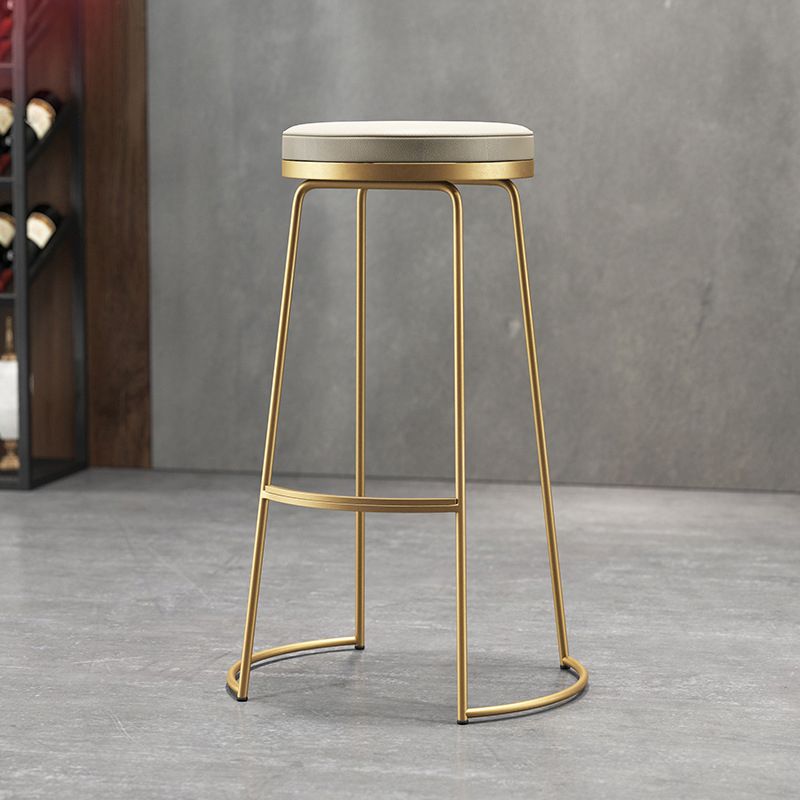 Modern Counter Round Bar Stool Armless Leather Backless Bar Stool with Footrest