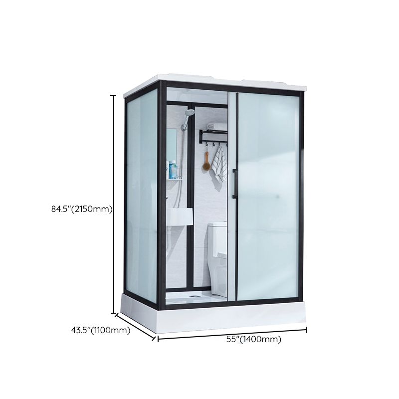 One Piece Tempered Glass Single Sliding Shower Kit White Frame Shower Enclosure