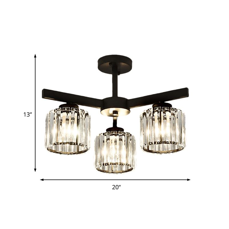 Crystal Crystal Crystal Light Light moderne Modern 3/6/8 HEAD Black Plafond Lampe pour le salon