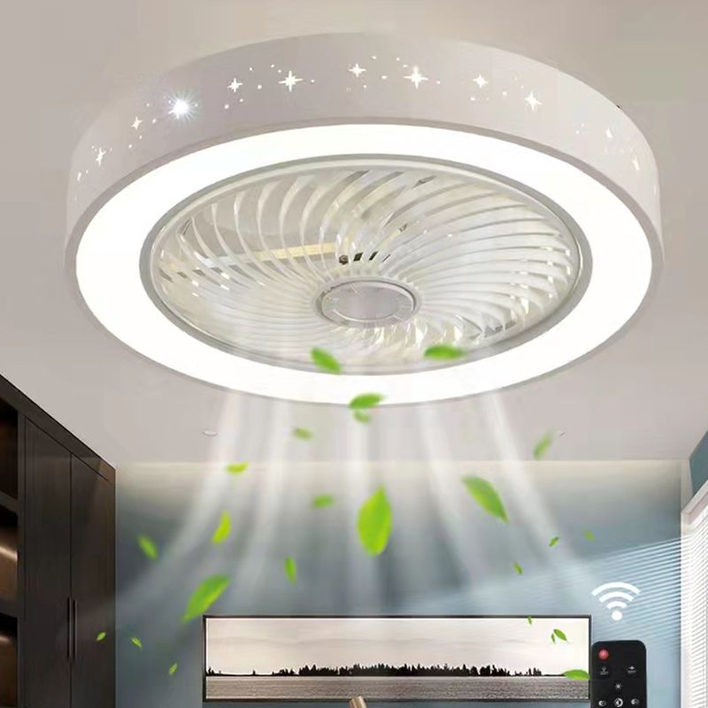 Kids Style Round Shape Ceiling Fan Light Metal 1 Light LED Flush Light