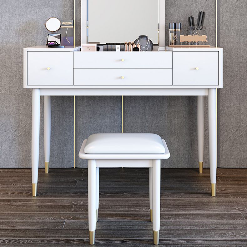 Glam Bedroom Makeup Vanity Desk Mirror White Vanity Dressing Table with Drawer