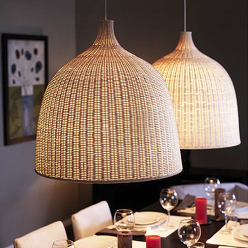 Bell Pendant Light Aymture Asia Rattan suspendu suspendu pour le restaurant