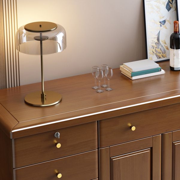 Cabinets Storage Glam Credenza Solid Wood Buffet Sideboard with Drawers