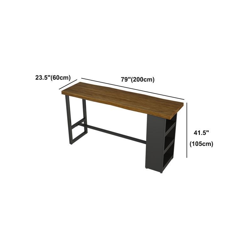 Pine Wood Bar Dining Table Modern Rectangle Bar Table with Trestle for Living Room