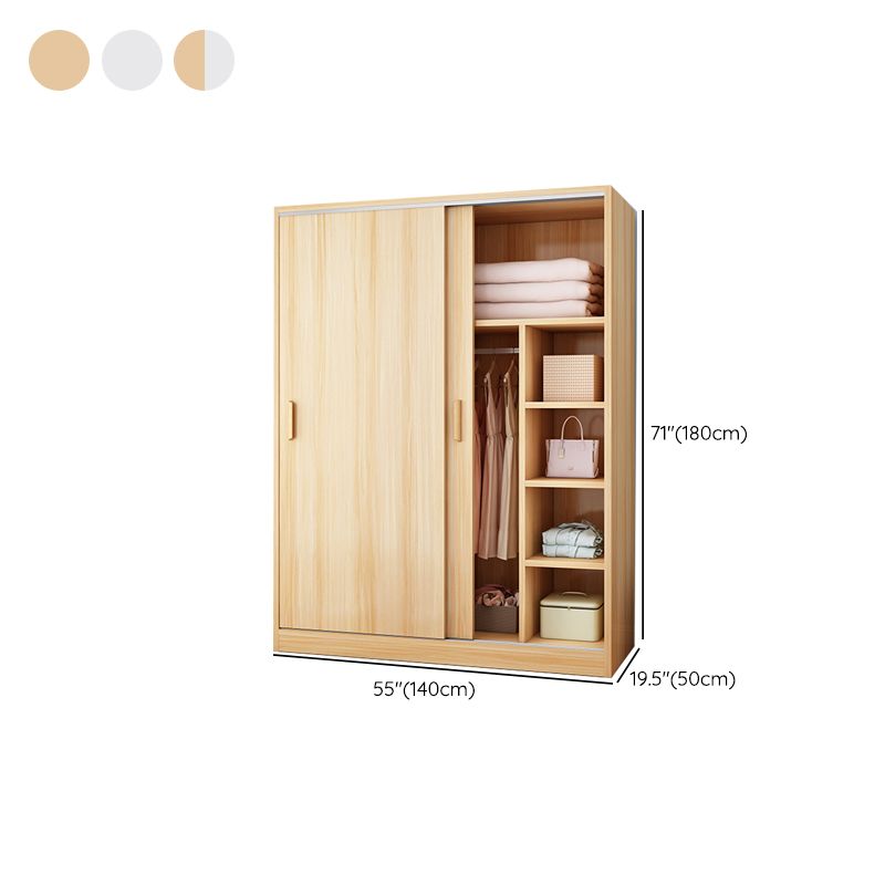 Manufactured Wood Kids Closet Modern Style Shelved Wardrobe Closet with Garment Rod