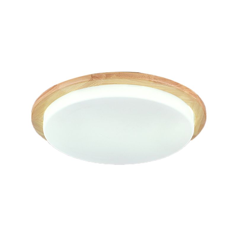 LED Modern Wood Flush Mount Circular Shape Ceiling Lamp with Acrylic Shade for Living Room