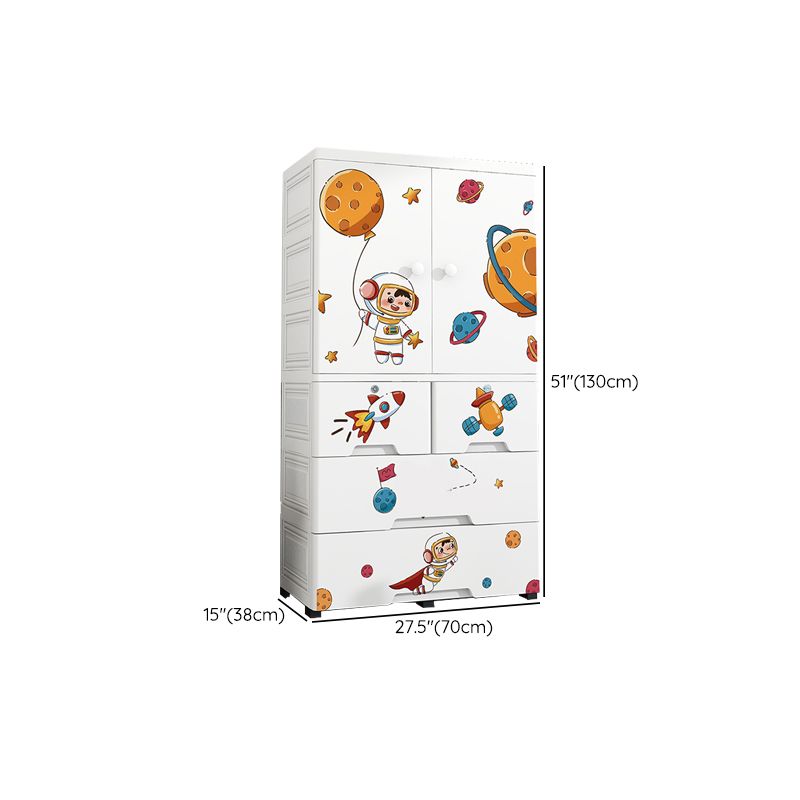 Plastic Kids Armoire Closet Urban Shelved Kids Wardrobe in White