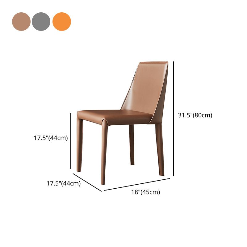 Minimalist Armless Solid Back Chairs Leather Dining Side Chair