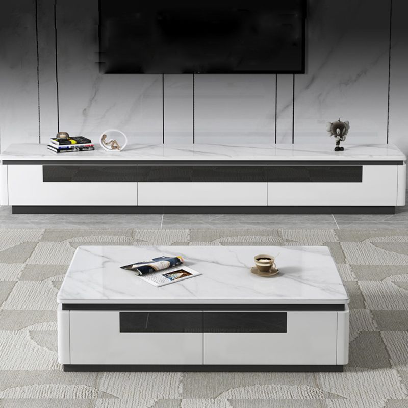 Modern TV Stand with 3 Drawers TV Stand in Black/White Fit TVs for up to 15.75"