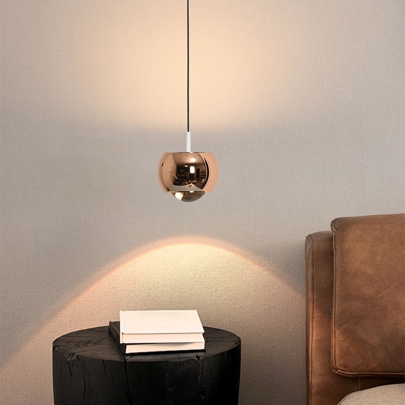 Postmodern Aluminum Pendant Light Globe 4" Wide Hanging Pendant for Bedroom