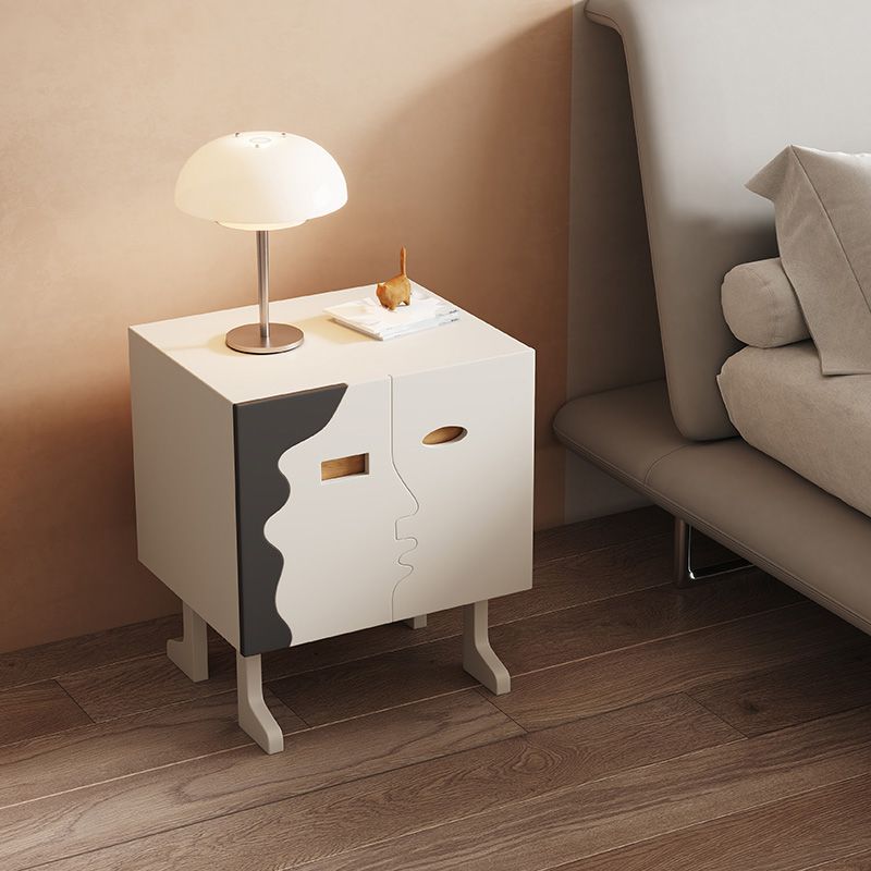 Cream Wood Kids Nightstand Contemporary Simple Nightstand with Storage