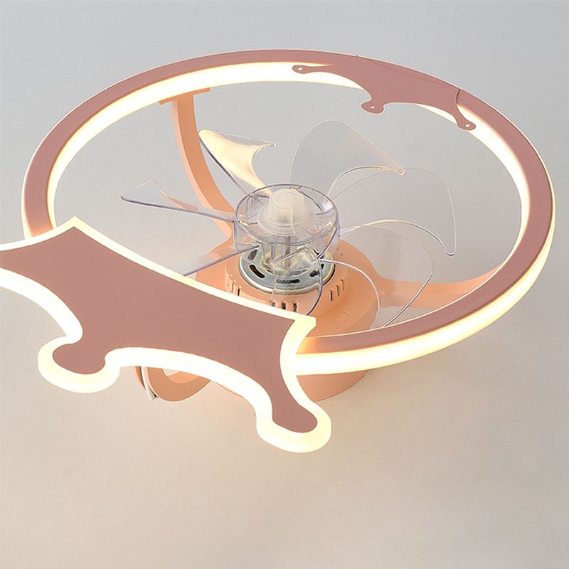 Éclairage de ventilateur de plafond LED de bande dessinée semi-fluste en forme de bague acrylique pour pépinière