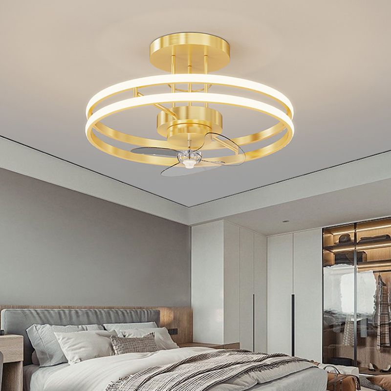 1/2/7-Light Golden Modernism LED Ceiling Fan Light for Dining Room