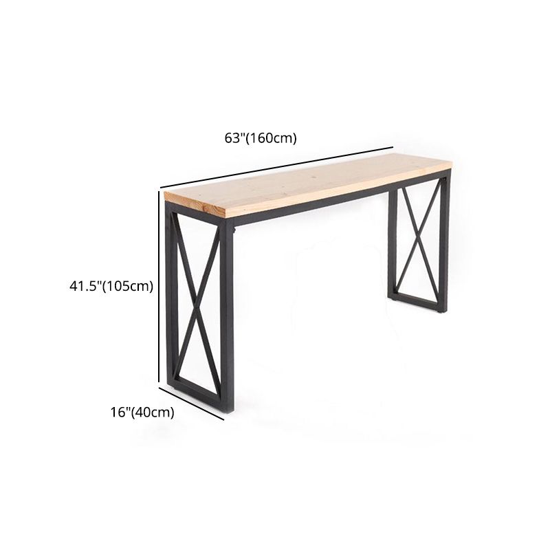 Pine Wood Bar Table Industrial Bar Dining Table with Sled Base in Black