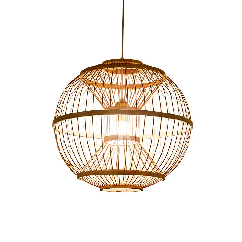 Illuminazione a sospensione ombreggiata sfera Bamboo minimalista 1 piena a sospensione a sospensione in legno