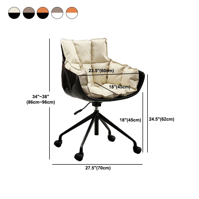 Mid-Back Cotton Upholstered Office Chair Swivel Home Office Chair