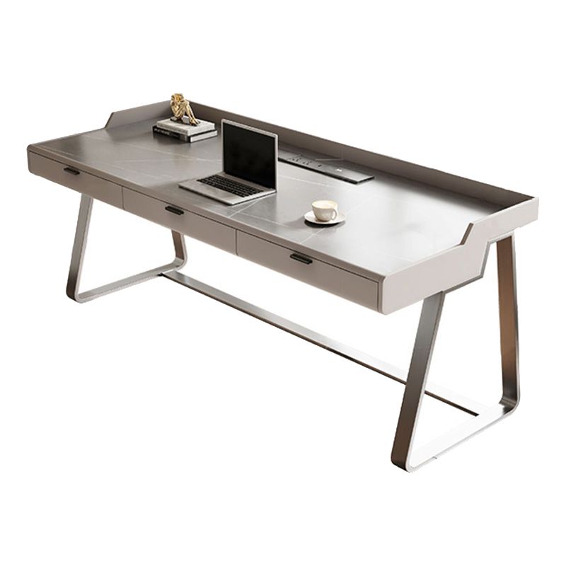 Rectangle Stone Top Office Desk Metal Base Industrial Writing Desk for Office