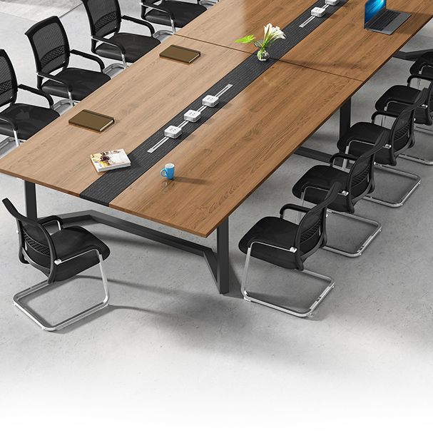 Rectangle Office Meeting Table Modern Style Wooden Writing Desk