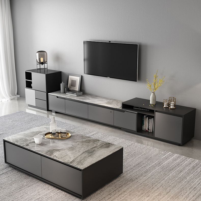 Modern TV Stand With Glide Drawer , Grey , TV Cabinet with Storage