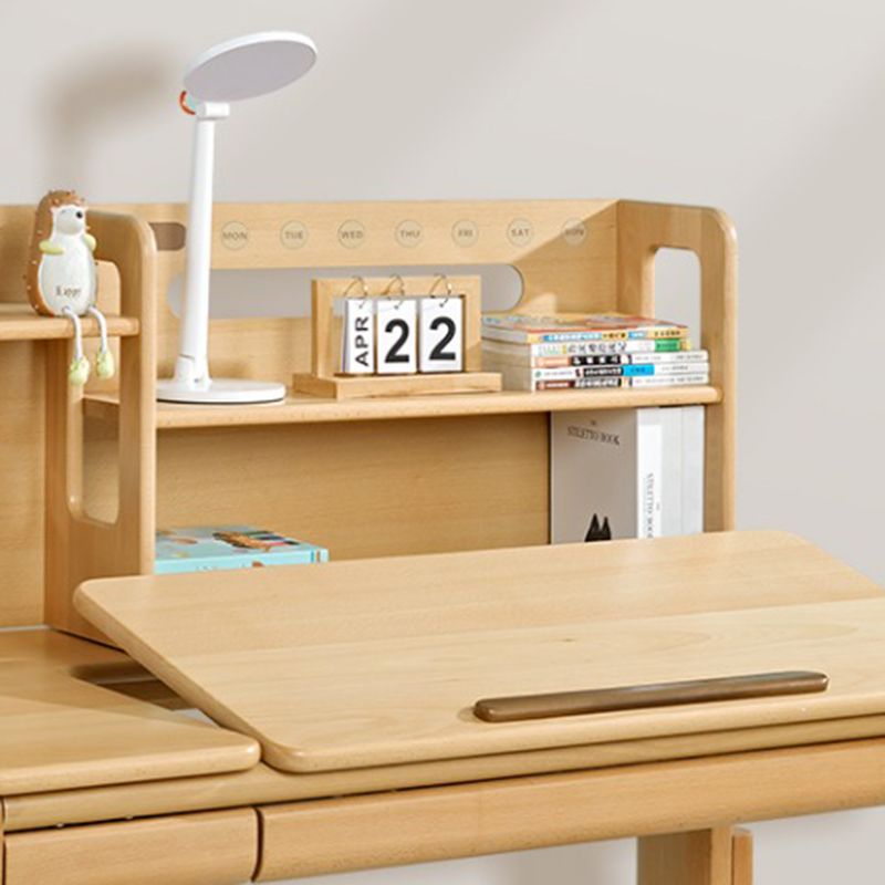 Contemporary Adjustable Writing Desk with Storage Drawer in Beech