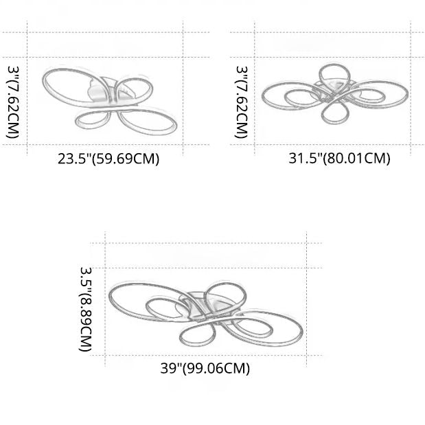 Luz montado en forma de cinta Simplicist Metal LED Semi Flush Techo de techo de montaje