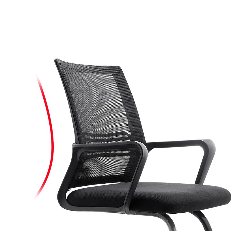 Black Mesh Office Chair Metal Frame Fixed Arm Desk Chair for Home and Office