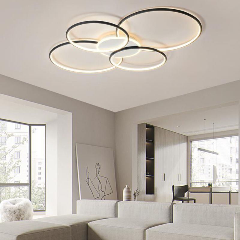 Black / White 5 - Light Flush Mount LED Ring Modern Ceiling Fixture