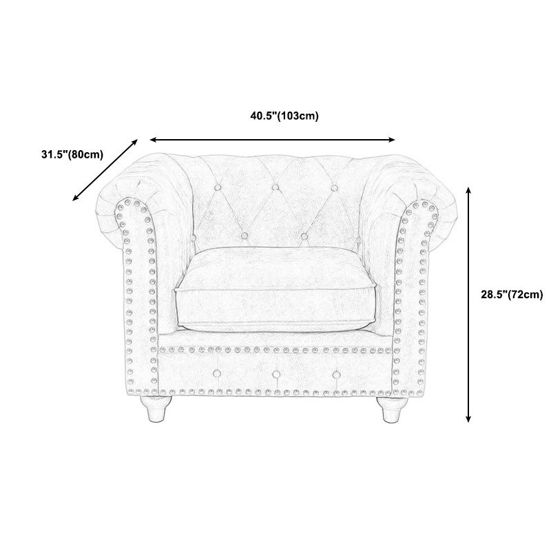 28.3" Mid Century Modern Faux Leather Rolled Arm Chesterfield Back Sofa with Nailhead