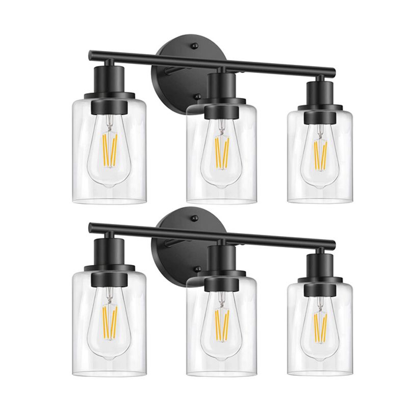 3 luces Clear Glass Wall Lightsing Light Cilindro Industrial Cylinder Wall Monte Light para el baño