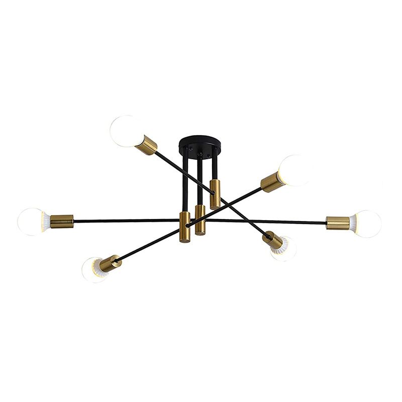 Black and Gold Multi Light Chandelier Light Vintage Style Metal Starburst Pendant Light