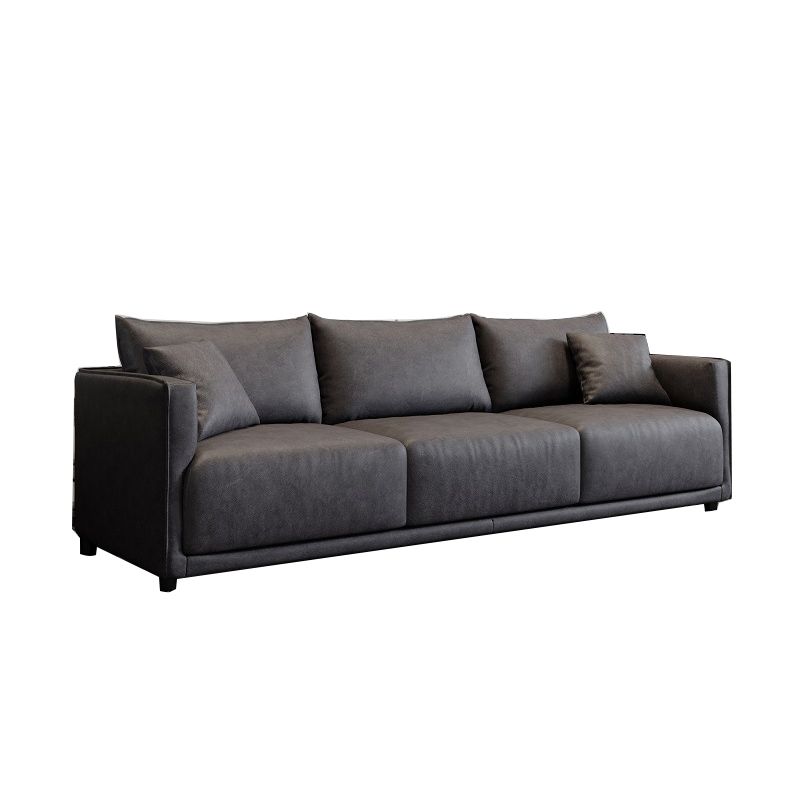 Faux Leather Sofa 29.52" D x 29.52" H Square Arm Sofa for Living Room