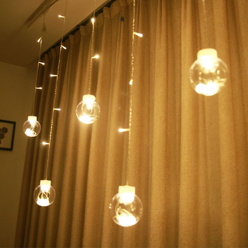 11.4ft Wishing Ball LED Curtain Lighting Decorative Bedroom Battery String Light in Clear