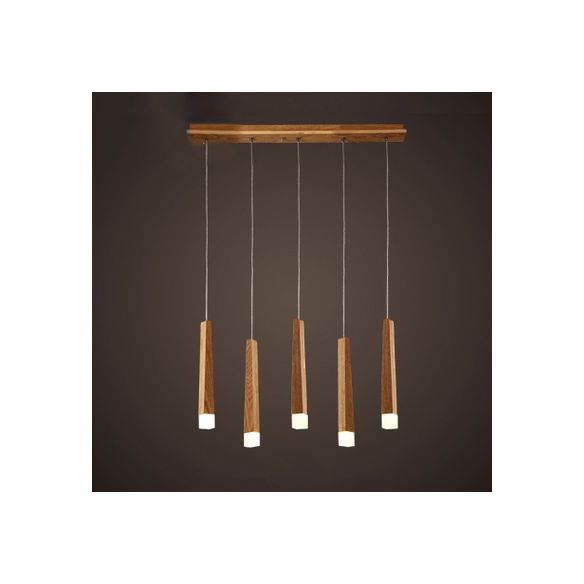 Matchstick Dining Room LED Pendant Light Wood 1/5/7-Light Ceiling Light Fixture with Diffuser in Warm/White Light