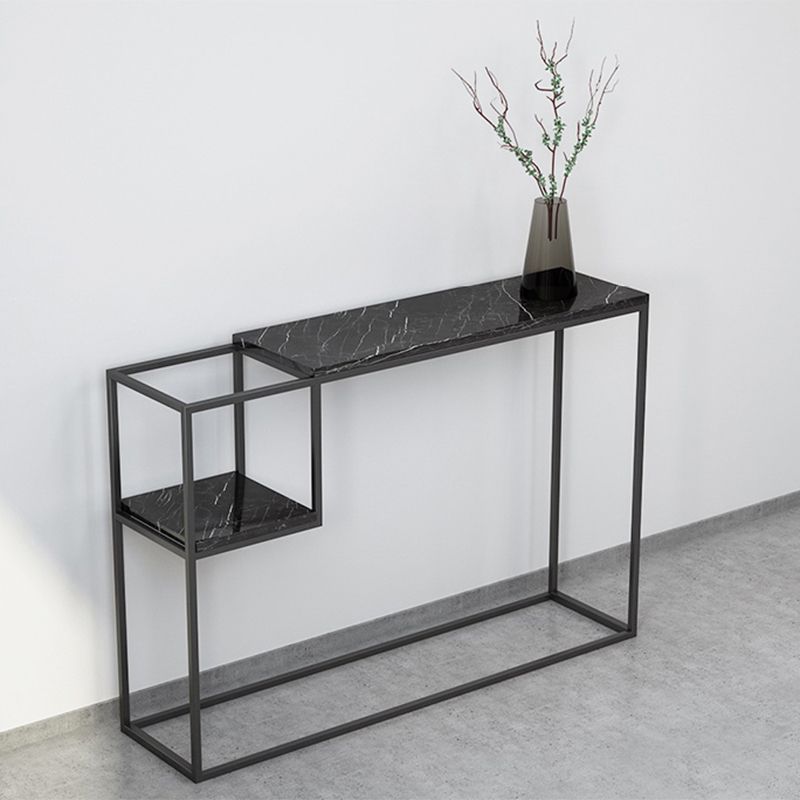 Stone Modern Console Table with Shelf,  31.49  inch Frame Console Table