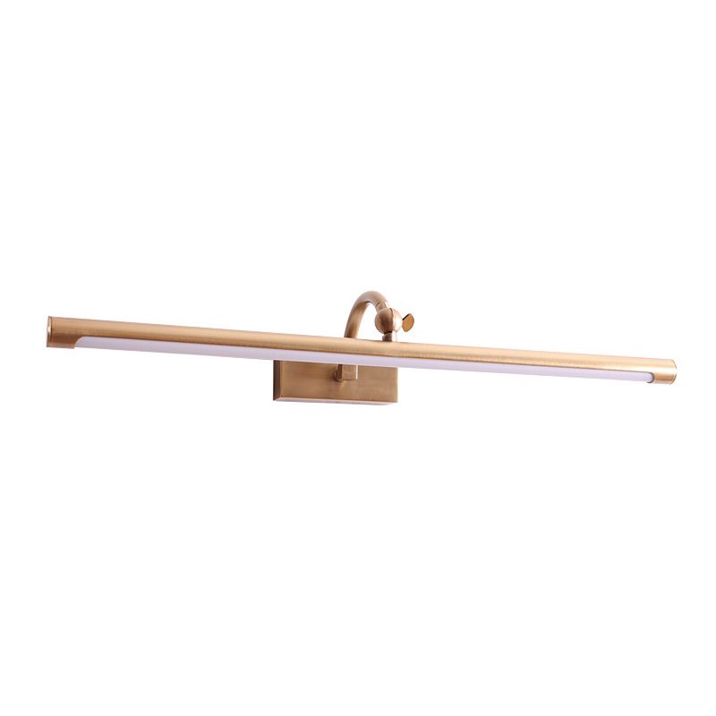 Metal Linear Shade Wall Sconce Modern 1 Light Mirror Wall Lighting Fixtures in Brass