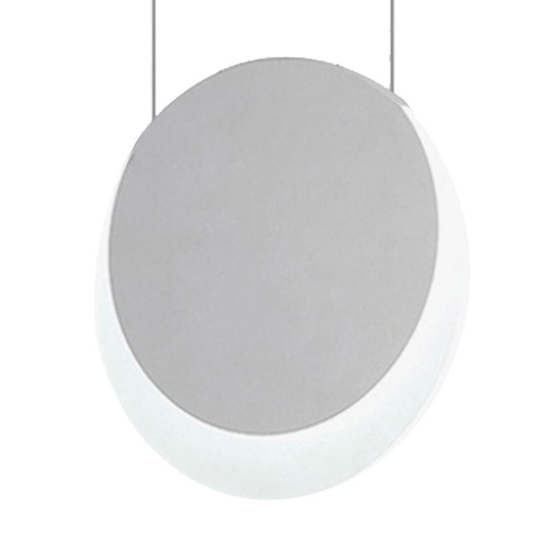 LED Pendant Light Simplicity White Suspension Pendant with Crescent Shaped Edge Acrylic Shade in Warm/White Light, 6.5"/8.5"W