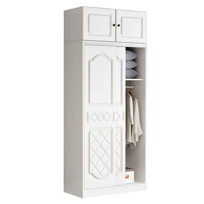 Contemporary White Coat Locker Solid Wood Closet with1 Sliding Door