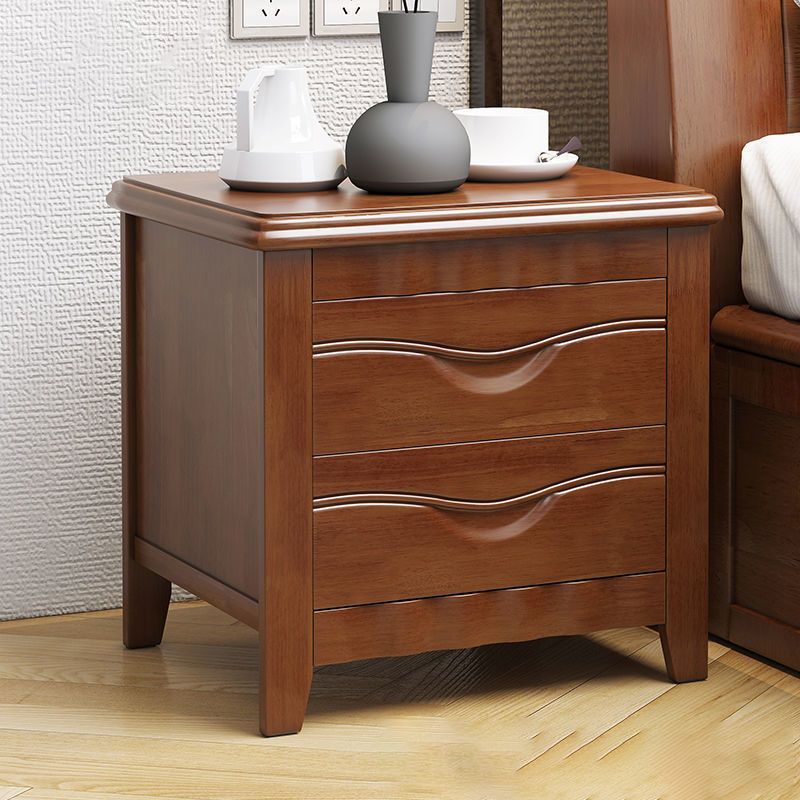 2 - Drawer Traditional Accent Table Nightstand Antique Finish Bed Nightstand