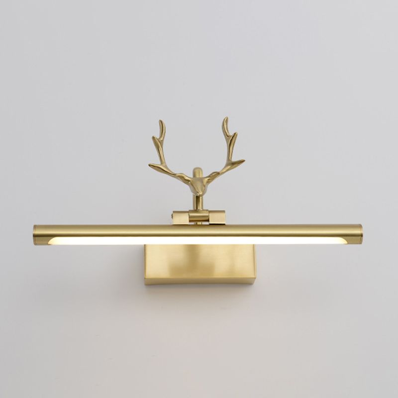 Brass LED Mirror Light Vintage Vanity Lighting in Gold for Bathroom