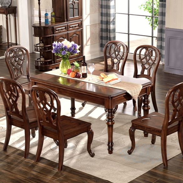 Traditional Style Solid Wood Dining Set with Rectangle Shape Table Table and 4 Legs Base