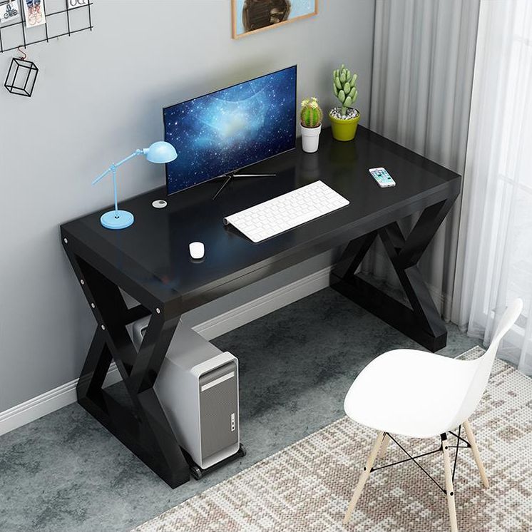 Wood Computer Desk Antique Finish Gaming Desk with Metal Legs