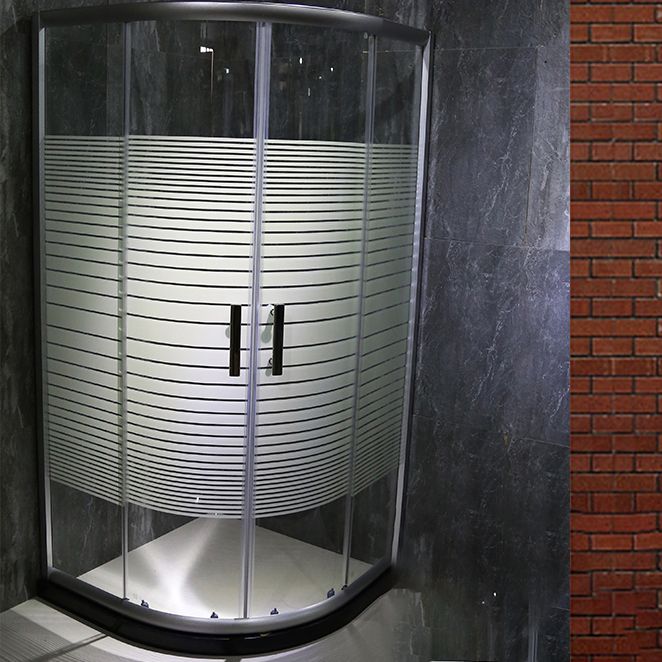 Stainless Steel Shower Kit Striped Tempered Glass Shower Kit