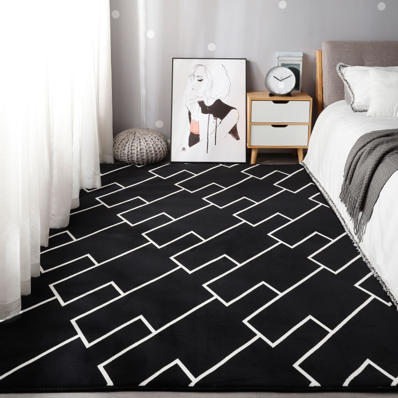 Modern Pure Color Area Rug Polyester Area Carpet Anti-Slip Easy Care Rug for Bedroom