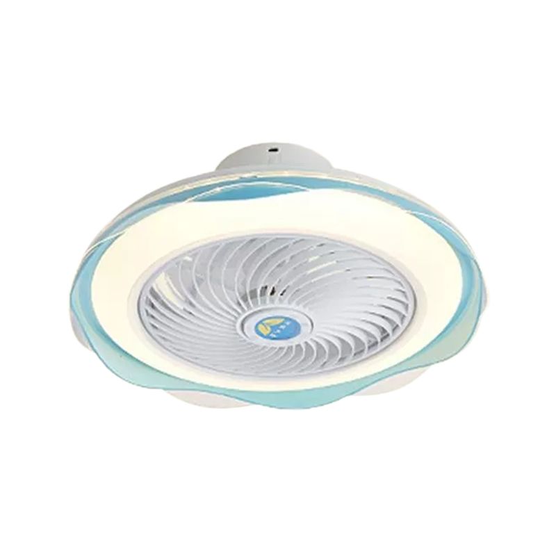 Circle Semi-Flush Mount Contemporary Acrylic 18" Wide LED Pendant Fan Light Fixture for Living Room