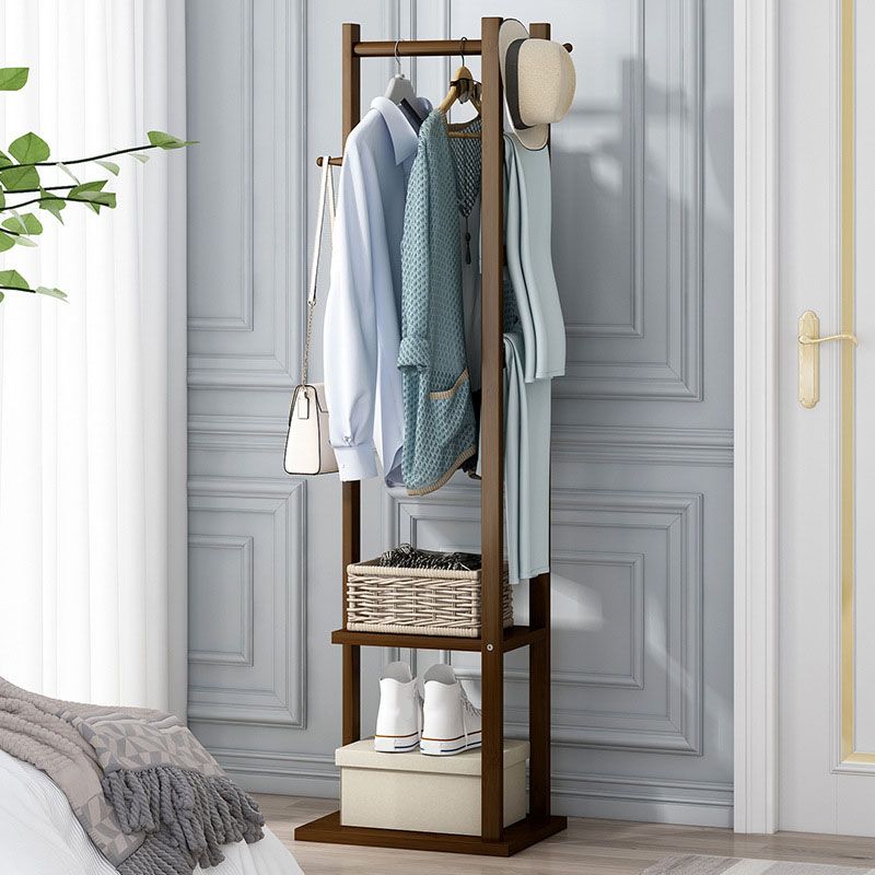 Gorgeous Free Standing Coat Rack Hanging Rail Hooks with Storage Shelf