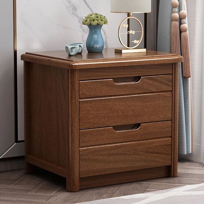 2 - Drawer Contemporary Accent Table Nightstand Walnut Wood Bed Nightstand