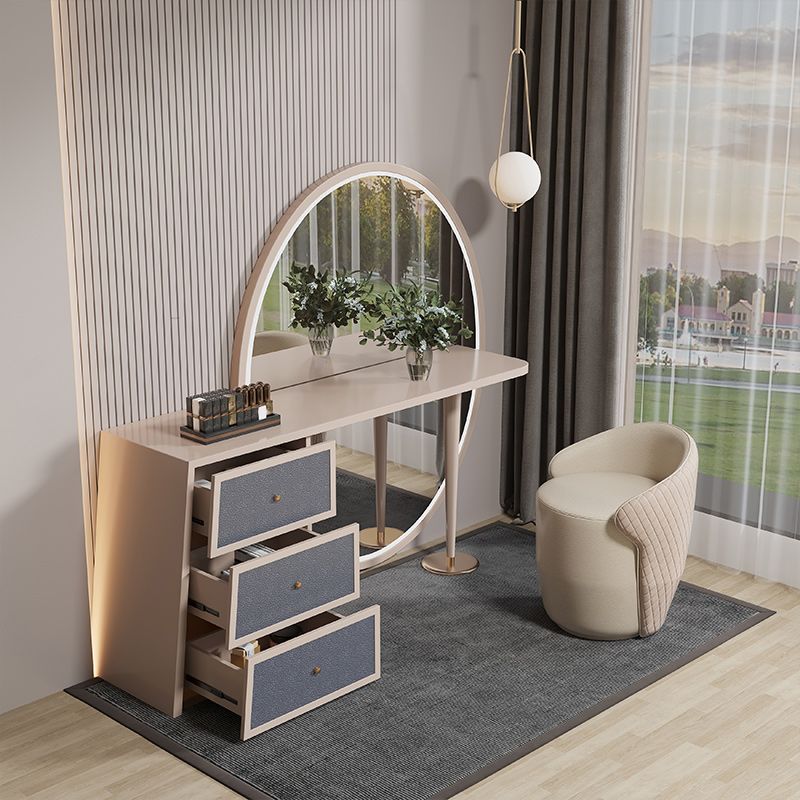 Modern with Drawer Metallic Mirror Bedroom With Stool Dressing Table