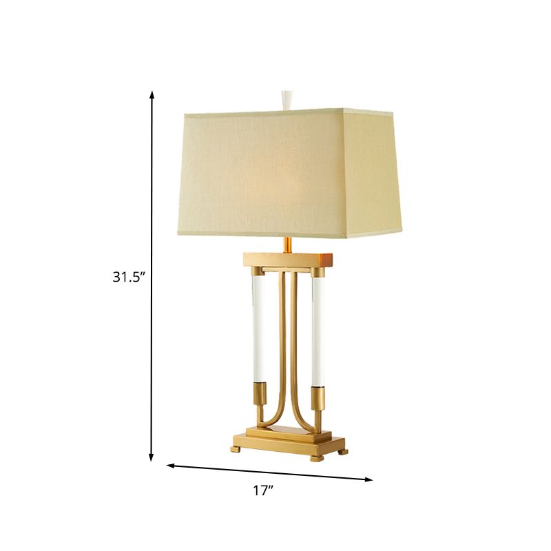 Contemporary 1 Bulb Task Lighting Gold Trapezoid Small Desk Lamp with Fabric Shade